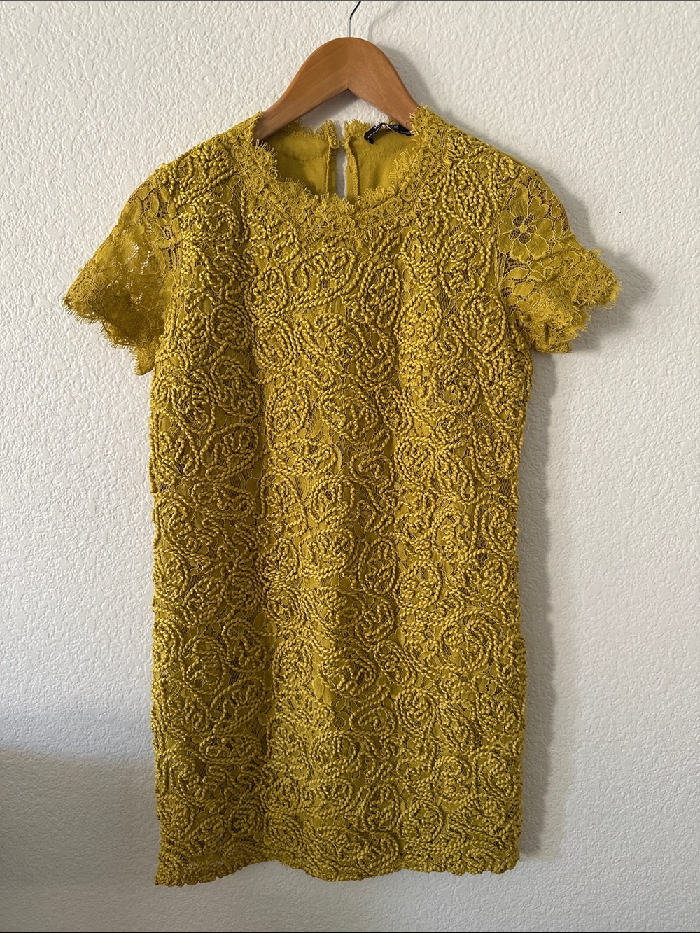 Zara Yellow Lace Mini Dress